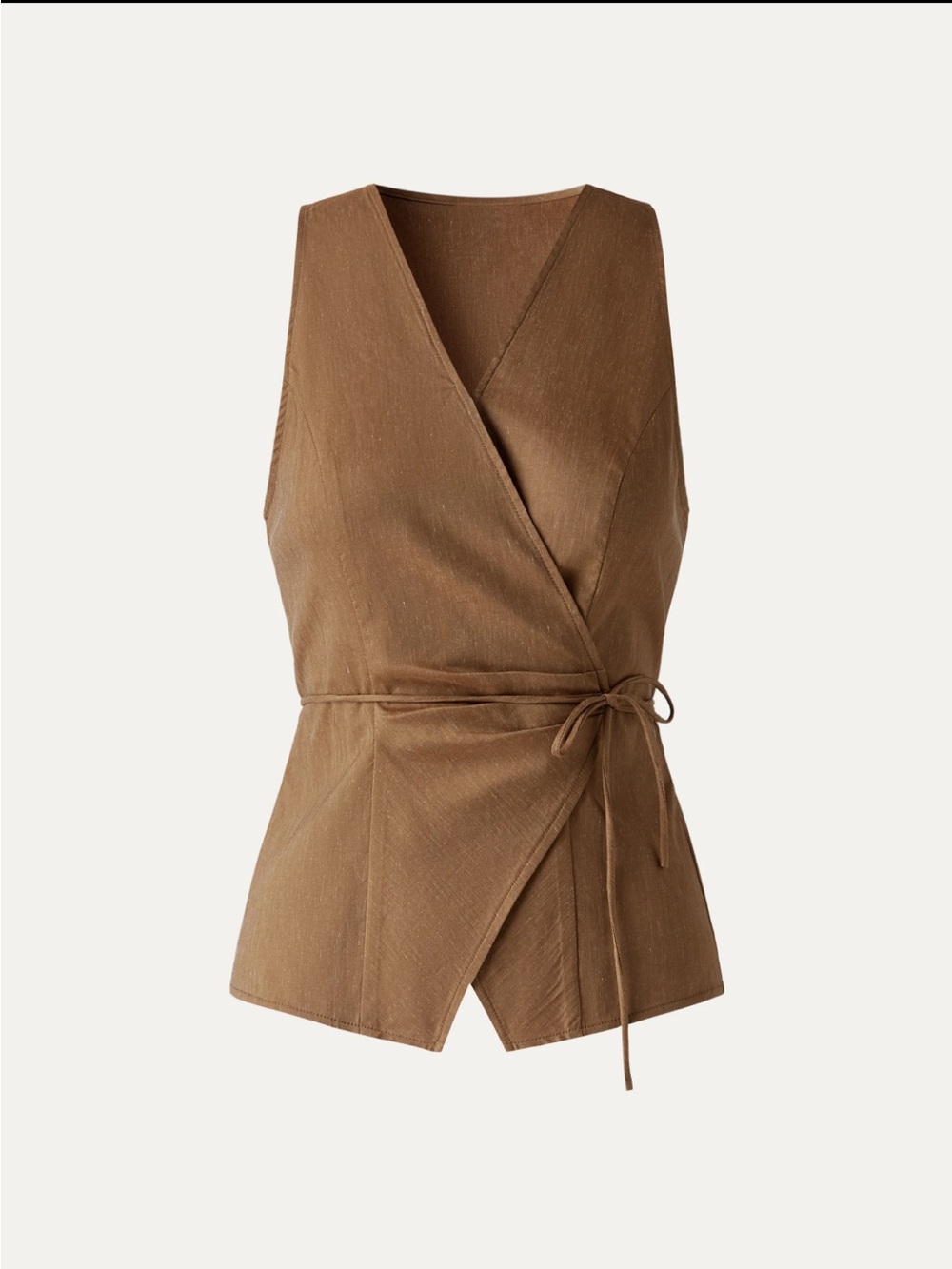 OGL Brown Wrap Sleeveless Blouse with self tie